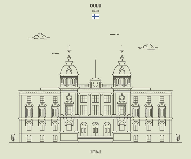 芬兰奥卢市政厅。具有里程碑意义的图标图片下载