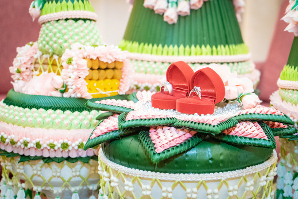 泰国文化中的嫁妆婚姻。泰国订婚或婚礼的对象图片下载