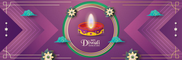 排灯节是印度灯节的邀请背景，网络横幅，广告。3D矢量插图设计剪纸和工艺风格。图片下载