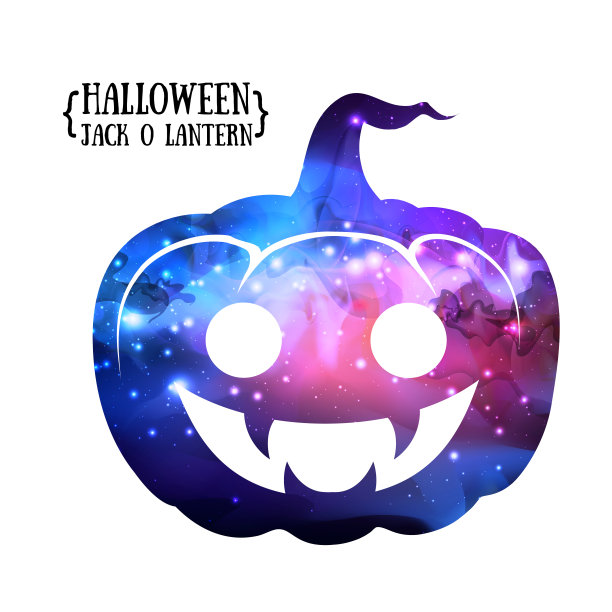 万圣节南瓜杰克灯的剪影与空间背景里面图片下载