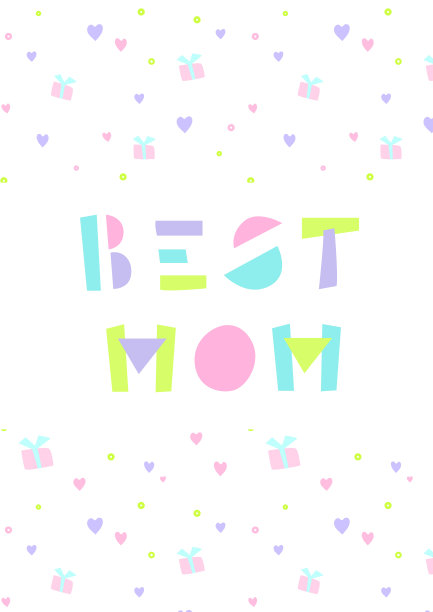 可爱的明信片上写着:最好的妈妈。节日背景与图片的礼物和心图片下载