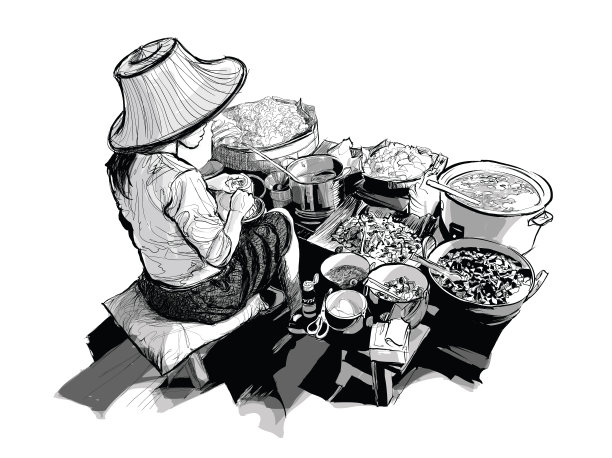 曼谷,泰国。唐人街的街头小吃图片下载