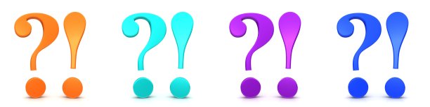 问号，感叹号，询问，回答符号q和一个符号图标设置3d问号，警告建议图形橙色，蓝色，紫色，多色孤立在白色背景图片下载
