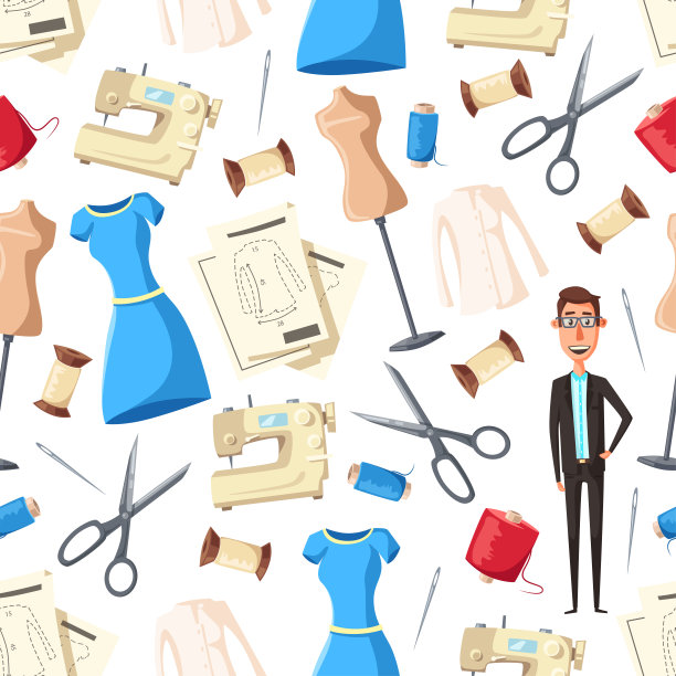 裁缝，缝纫机，针，人体模型图案图片下载