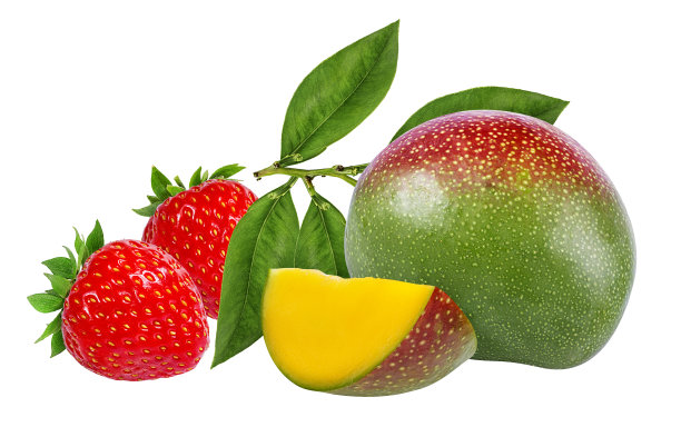 草莓和芒果孤立在白色图片下载