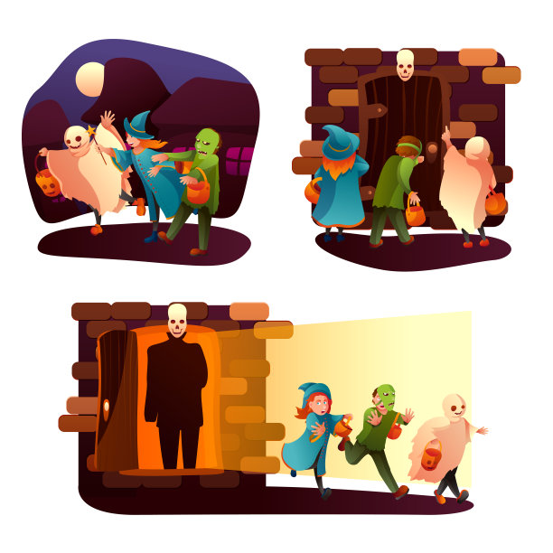 幻想世界平面矢量插图图片下载