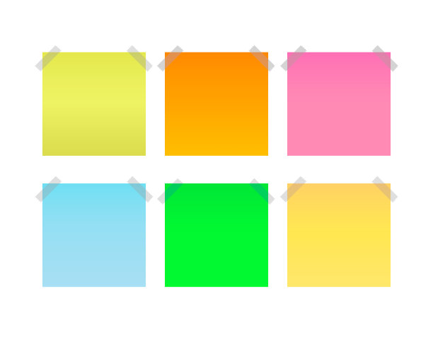 收集不同颜色的便条纸，为你的信息做好准备。现实的矢量图。孤立在白色背景上。前视图。关闭了。集图片下载