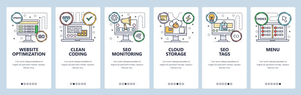 网站和移动应用程序上的屏幕矢量模板图片下载