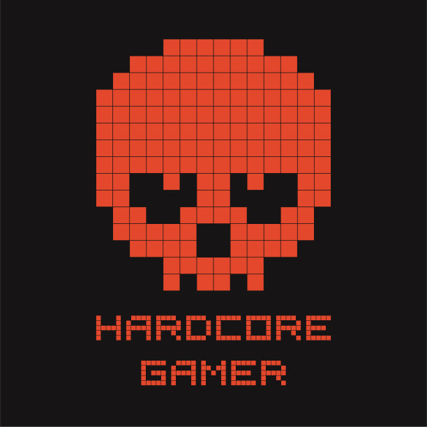 旧的复古视频游戏插图与头骨图片下载