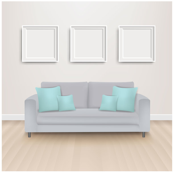 沙发床与薄荷枕头和图片图片下载