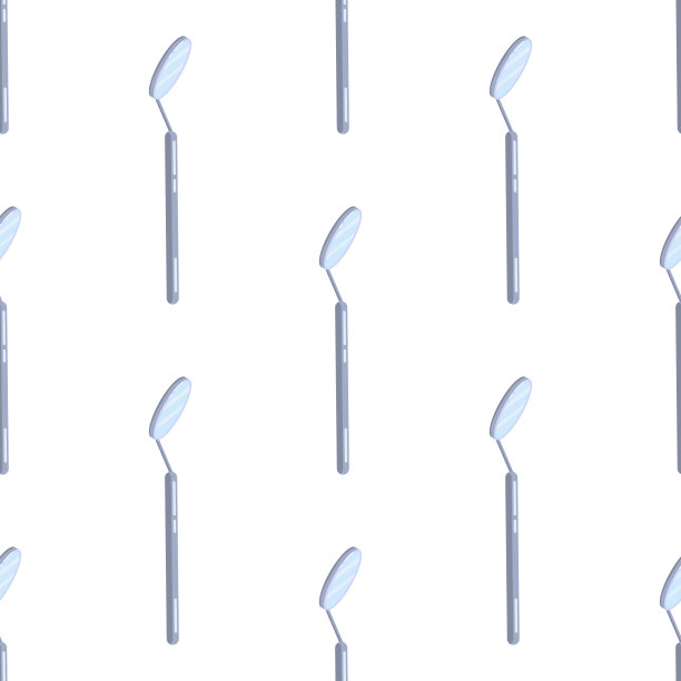 牙科检查镜平面图标无缝图案。镜面牙科设备背景。图片下载