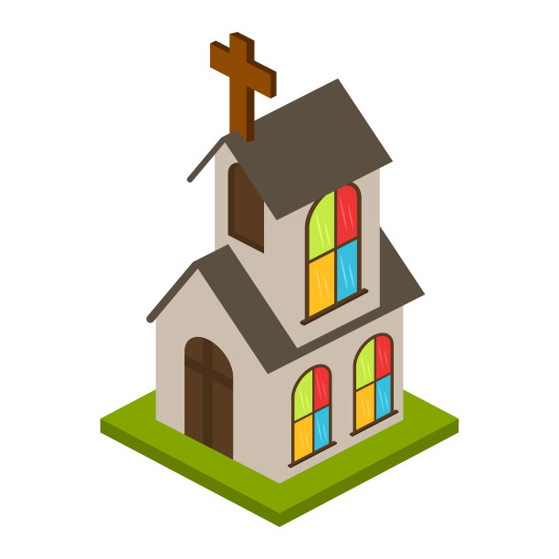 孤立的3d教堂建筑图片下载