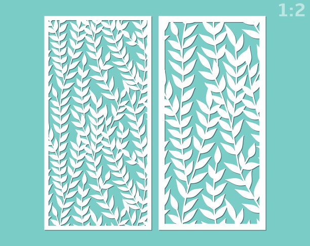 激光切割装饰面板集叶图案，模板切割。婚礼邀请或贺卡模板。内阁浮雕细工的屏幕。金属设计，木雕。图片下载