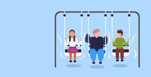 胖胖子和朋友荡秋千肥胖概念超重的人坐在秋千上玩平的全长水平图片下载