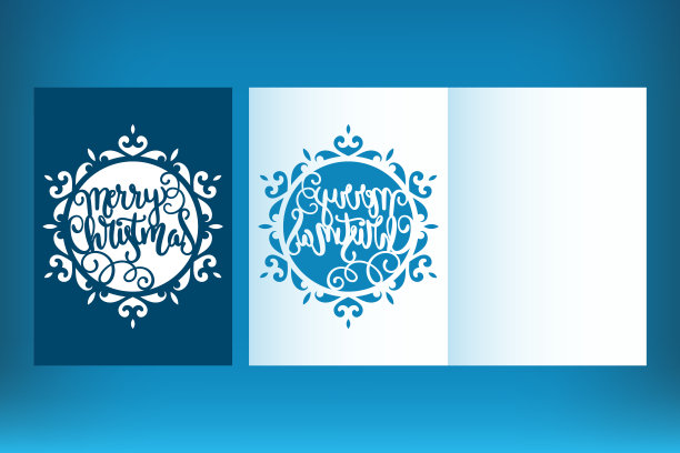 激光切割圣诞贺卡模板与雪花。邀请参加圣诞派对或贺卡。图像适合激光切割，绘图仪切割或印刷。图片下载