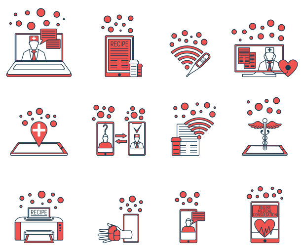 医疗图标集。医疗保健和生活方式的概念。概述虚拟医生。医学符号、图标和徽章。简单的矢量图图片下载