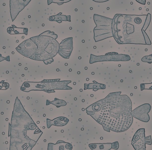 花样水彩鱼在水彩风格上的蓝色背景。奇异的背景。奇异的纹理。海洋,海洋。鱼。图片下载