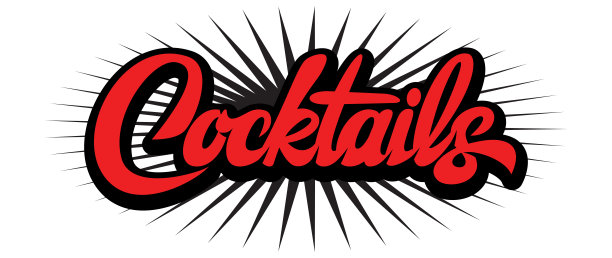 矢量时尚书法题字。鸡尾酒在背景图片下载