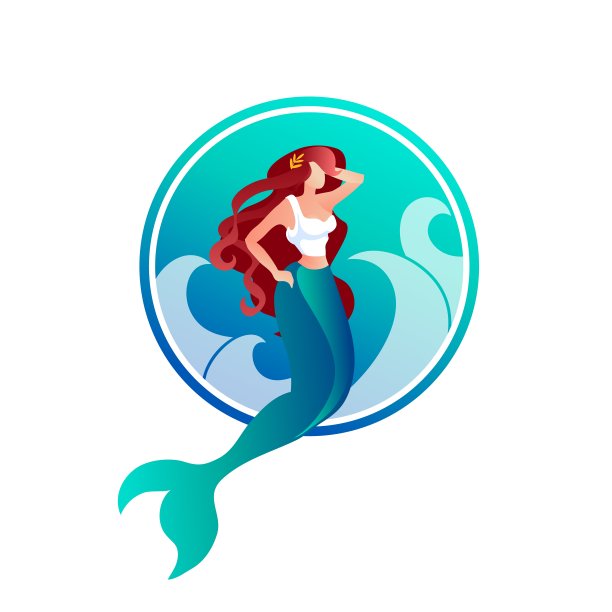 美丽的长发美人鱼与月桂花环图片下载