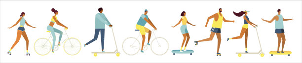 积极的夏季生活方式。有趣的矢量字符集合图片下载