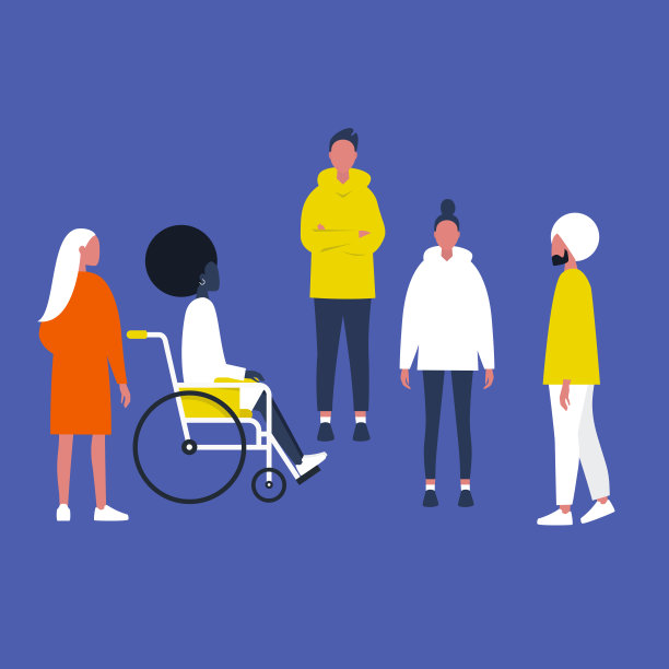 包容的年轻人群体。多样性。种族。现代的生活方式。平面可编辑矢量插图，剪辑艺术图片下载