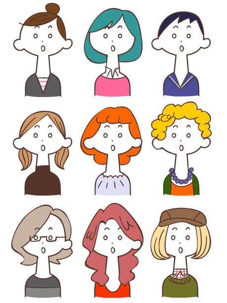 年轻女子插图设置2惊讶的脸图片下载