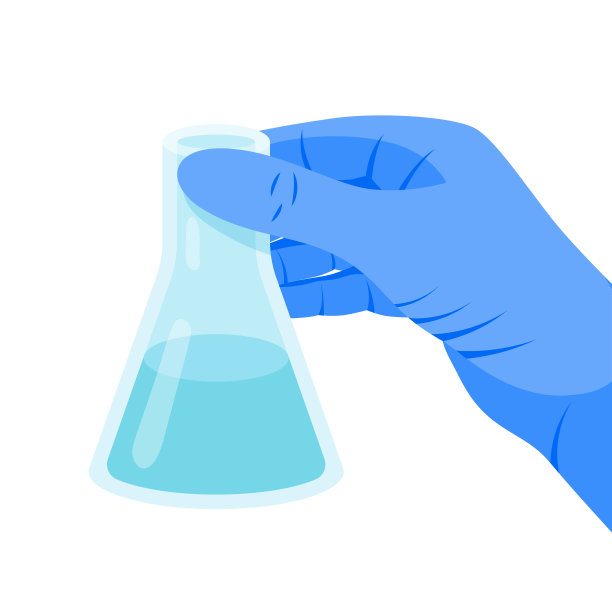 手拿烧瓶，戴白色手套图片下载