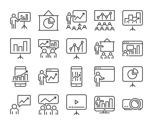 20业务图标。业务表示线图标集。矢量插图。图片下载