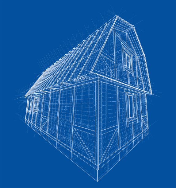 房子草图。三维矢量渲染图片下载