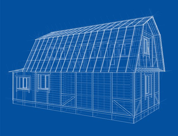 房子草图。三维矢量渲染图片下载