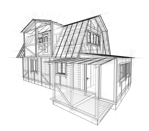 房子草图。三维矢量渲染图片下载