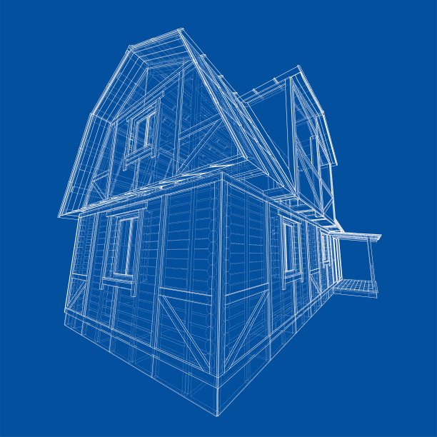 房子草图。三维矢量渲染图片下载