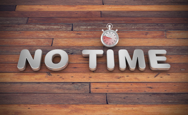 3D字没有时间与秒表在木地板- 3D渲染图片下载