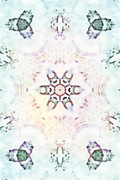 水彩曼荼罗插图图片下载