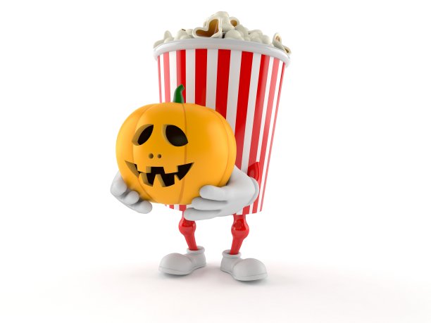 爆米花人物拿着南瓜灯图片下载