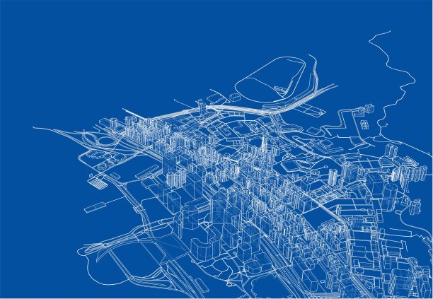 城市轮廓的概念。线框风格图片下载