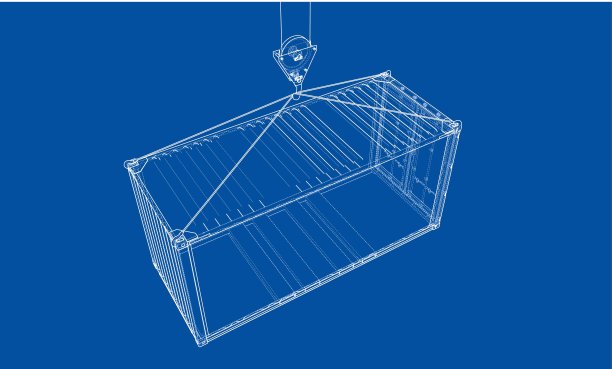 货物集装箱。线框风格图片下载