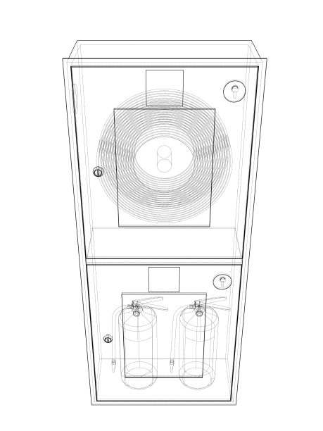 消防水龙带柜中的消防工具。向量图片下载