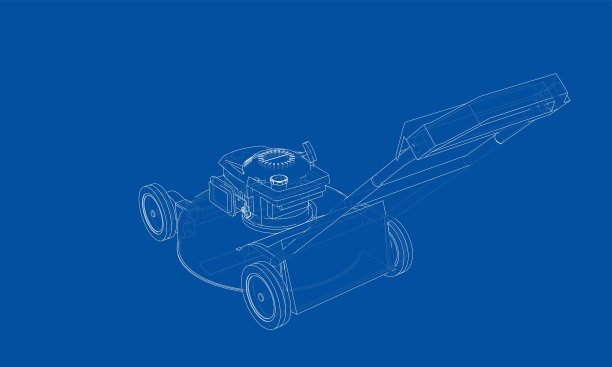 轮廓割草机矢量。线框风格图片下载
