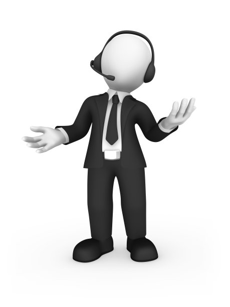 3d商人与耳机在支持中心。图片下载