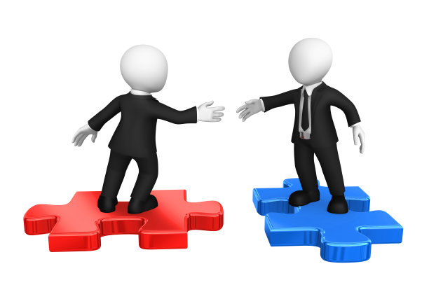 给我你的手，团队合作的概念。3 d业务人员。图片下载