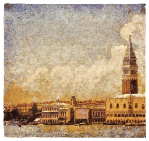 威尼斯，意大利大运河-数字操纵图片下载