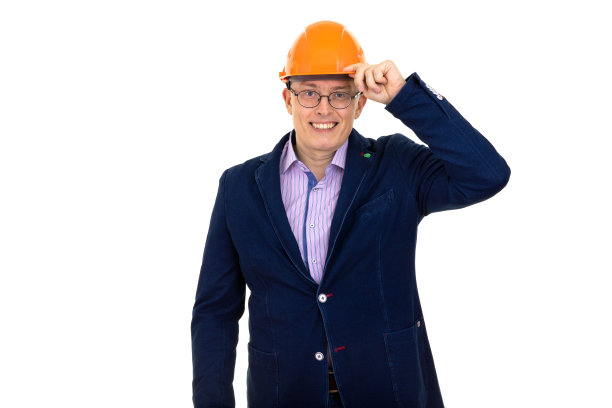 穿着夹克戴着建筑头盔的男人图片下载