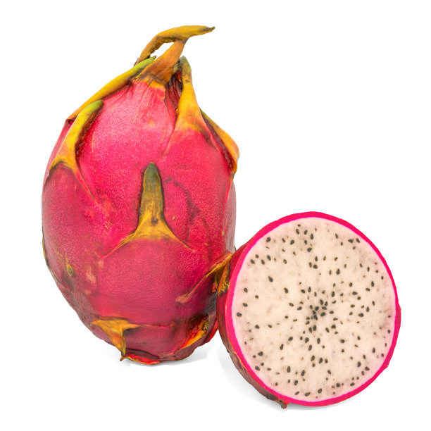 火龙果和它的三维截面渲染与真实的纹理隔离在白色的背景上图片下载