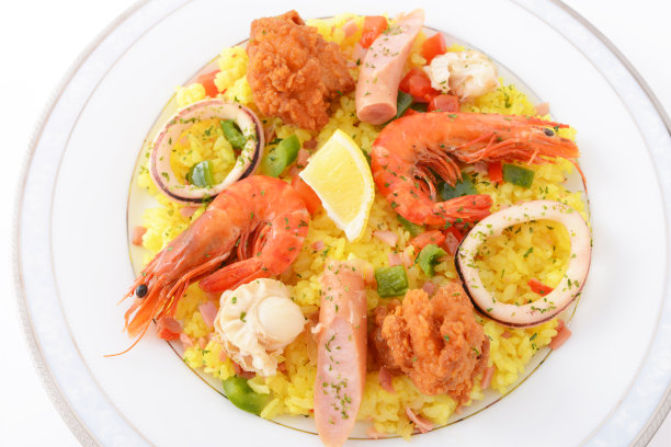 美味的海鲜饭配海鲜图片下载