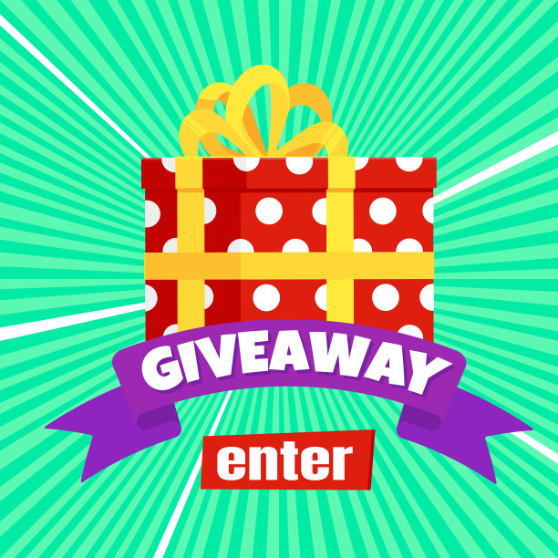 在社交媒体平面风格的设计矢量插图获奖者赠送礼物的概念。互联网赠送海报博主奖公告随机测试传单左射线背景。图片下载