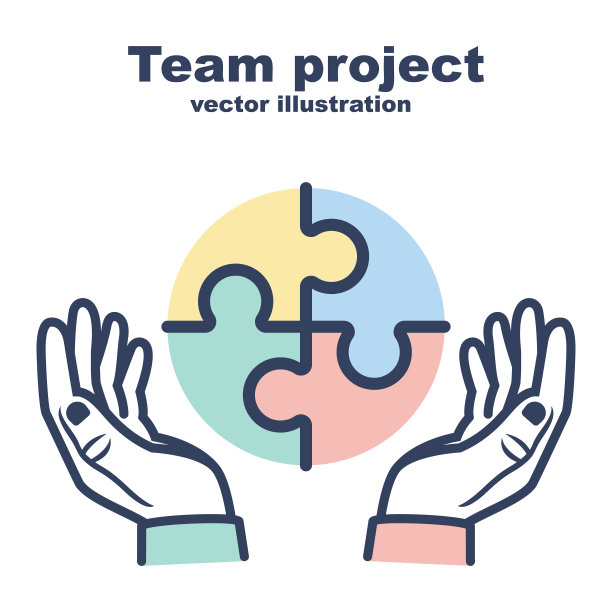 团队项目线图标。概念的合作图片下载