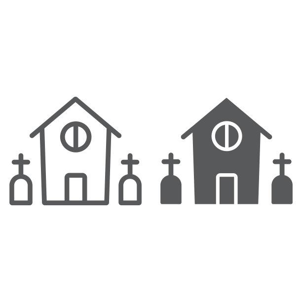 万圣节恐怖屋矢量图标图片下载