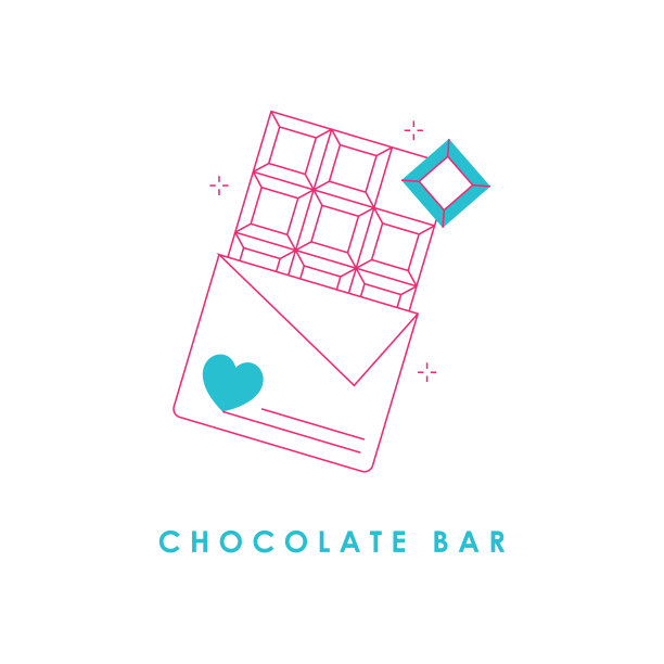 心形线条图标的巧克力棒图片下载