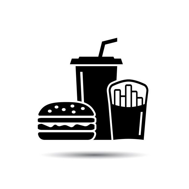 快餐图标集，汉堡和苏打外卖。图片下载